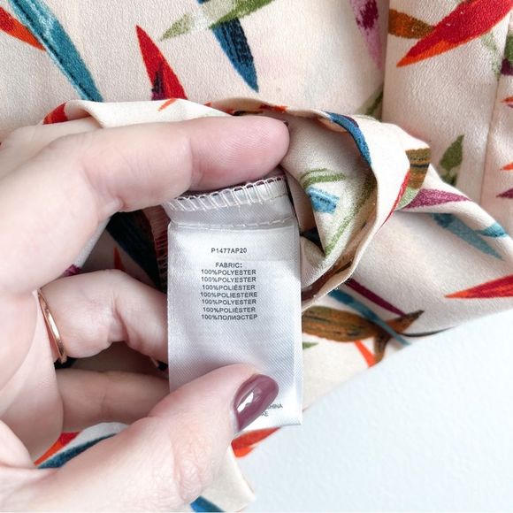 Molly Bracken Bamboo-Print Short-Sleeve Blouse Women's L NWOT - Picture 4 of 8